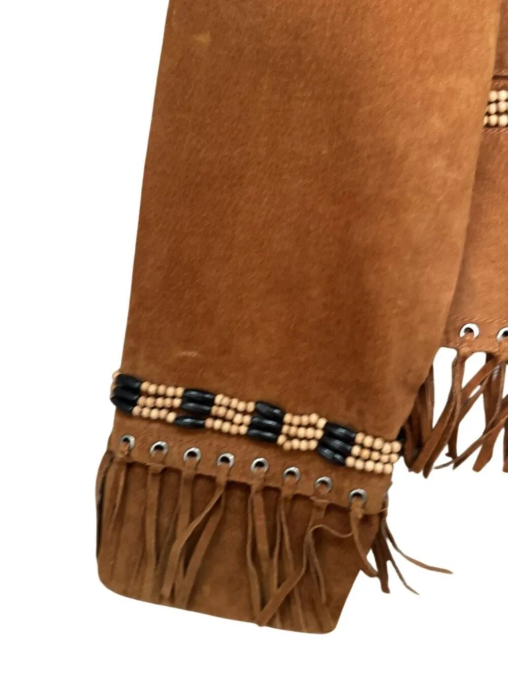 Cripple Creek Womens Western Suede Fringe Jacket Beaded Trim Brown XL 23" Vintag - Picture 11 of 14